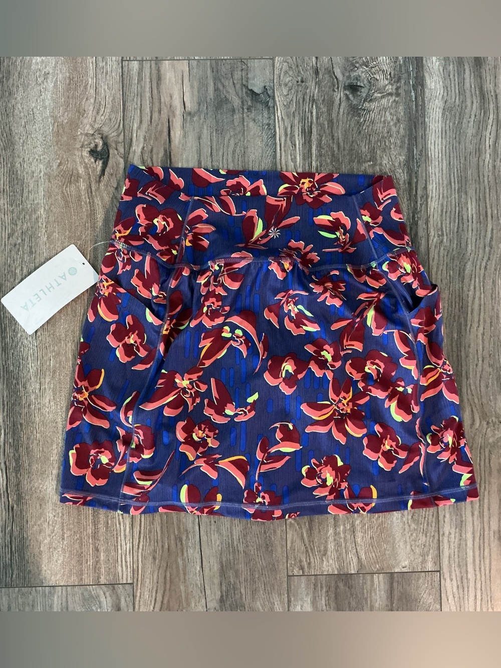 New! Athleta Floral Skort in Navy with Red & Pink Flowers golf pickleball tennis